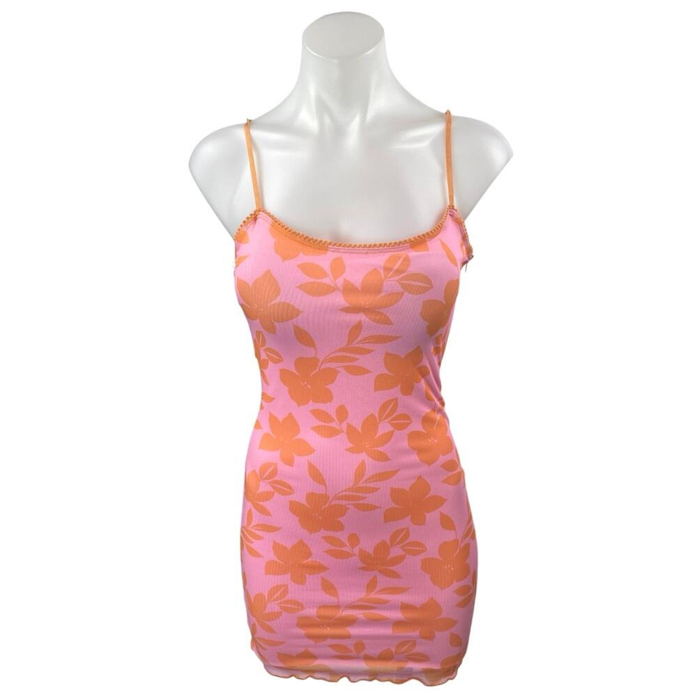 NEW Princess Polly Pink Orange Floral Sleeveless Cami Mini Tank  Bodycon Dress 4